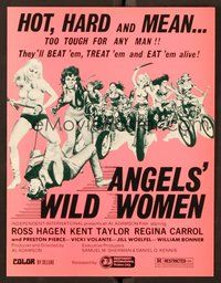 6z378 ANGELS' WILD WOMEN promo brochure '72 Al Adamson directed, artwork of sexy biker chicks!