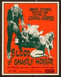 6z388 BLOOD OF GHASTLY HORROR promo brochure '72 John Carradine, wild horror artwork!