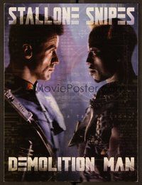 6z398 DEMOLITION MAN promo brochure '93 Stallone as most dangerous cop & criminal Wesley Snipes!