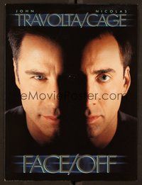6z415 FACE/OFF promo brochure '97 close-ups of John Travolta and Nicholas Cage, John Woo!