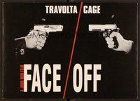 6z416 FACE/OFF promo brochure '97 John Travolta, Nicholas Cage, John Woo, cool gun image!