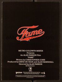 6z419 FAME promo brochure '80 Alan Parker & Irene Cara at New York High School of Performing Arts!