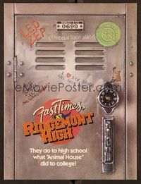 6z421 FAST TIMES AT RIDGEMONT HIGH promo brochure '82 Sean Penn, cool locker design!