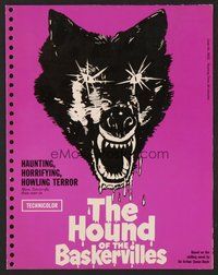6z439 HOUND OF THE BASKERVILLES promo brochure '59 Peter Cushing, great blood-dripping dog art!