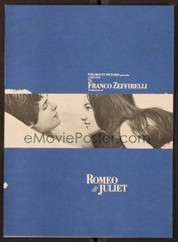 6z478 ROMEO & JULIET promo brochure '69 Franco Zeffirelli's version of William Shakespeare's play!