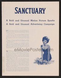 6z479 SANCTUARY promo brochure '61 William Faulkner, sexy Lee Remick, Yves Montand!