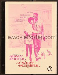 6z510 WARM DECEMBER promo brochure '73 full-length of Sidney Poitier with arm around Ester Anderson!