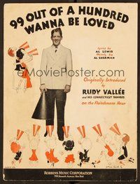 6z671 99 OUT OF A HUNDRED WANNA BE LOVED sheet music '31 Rudy Vallee & cool border art!