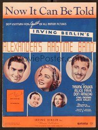 6z673 ALEXANDER'S RAGTIME BAND sheet music '38 Tyrone Power, Irving Berlin, Now It Can Be Told!