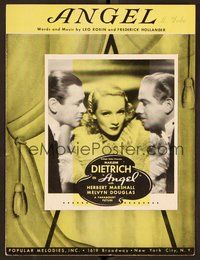 6z679 ANGEL sheet music '37 Marlene Dietrich, Herbert Marshall, Melvyn Douglas!