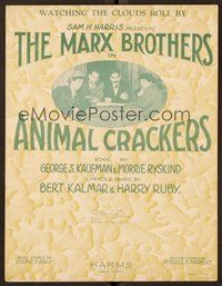 6z680 ANIMAL CRACKERS sheet music '30 all four Marx Brothers, Watching the Clouds Roll By!