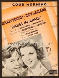 6z685 BABES IN ARMS sheet music '39 Mickey Rooney, Judy Garland, Good Morning!