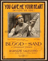 6z690 BLOOD & SAND sheet music '22 matador Rudolph Valentino, You Gave Me Your Heart!
