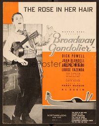 6z696 BROADWAY GONDOLIER sheet music '35 Dick Powell, The Rose in Her Hair!