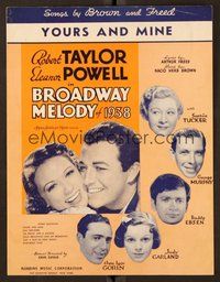 6z698 BROADWAY MELODY OF 1938 sheet music '37 Robert Taylor, Eleanor Powell, Yours and Mine!