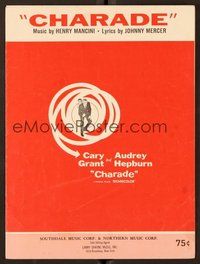 6z703 CHARADE sheet music '63 Cary Grant & Audrey Hepburn!