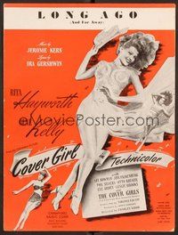 6z718 COVER GIRL sheet music '44 sexiest full-length Rita Hayworth with flowing red hair!