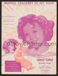 6z721 CURLY TOP sheet music '35 Shirley Temple, Animal Crackers in my Soup!
