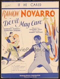 6z727 DEVIL-MAY-CARE sheet music '29 image of Ramon Novarro w/sword, If He Cared!