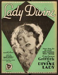 6z732 DIVINE LADY sheet music '29 Corinne Griffith as Lady Hamilton, Lady Divine!