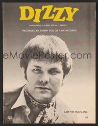 6z734 DIZZY sheet music '69 great image of bubblegum pop rock & roll star Tommy Roe!