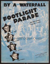 6z753 FOOTLIGHT PARADE sheet music '33 James Cagney, Joan Blondell, Ruby Keeler, By a Waterfall!