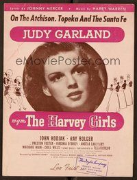 6z783 HARVEY GIRLS sheet music '45 Judy Garland, On the Atchison, Topeka and the Santa Fe!