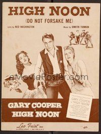 6z792 HIGH NOON sheet music '52 Gary Cooper, Grace Kelly, Katy Jurado!