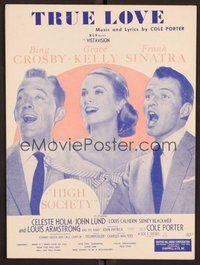 6z793 HIGH SOCIETY sheet music '56 Frank Sinatra, Bing Crosby, Grace Kelly!