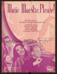 6z799 HOLLYWOOD HOTEL sheet music '38 Dick Powell, Lola Lane, Music, Maestro, Please!