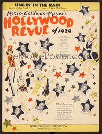 6z800 HOLLYWOOD REVUE sheet music '29 Buster Keaton, Joan Crawford, Singin' in the Rain!
