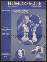 6z802 HUMORESQUE sheet music '46 close-up of Joan Crawford, John Garfield!