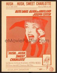 6z804 HUSH...HUSH, SWEET CHARLOTTE sheet music '65 Bette Davis, Olivia de Havilland, Aldrich!