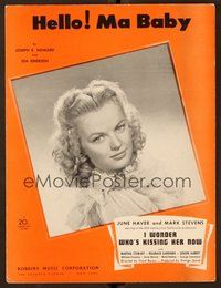 6z806 I WONDER WHO'S KISSING HER NOW sheet music '47 June Haver, Hello! Ma Baby!