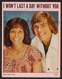 6z805 I WON'T LAST A DAY WITHOUT YOU sheet music '71 close-up image of the Carpenters!