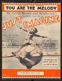 6z818 JUST IMAGINE sheet music '30 Maureen O'Sullivan on airplane, You Are the Melody!
