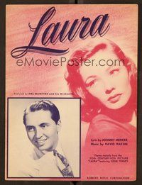 6z824 LAURA sheet music '44 sexy Gene Tierney, Hal McIntyre, Otto Preminger!