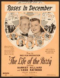 6z827 LIFE OF THE PARTY sheet music '37 Joe Penner, Gene Raymond, Roses in December!
