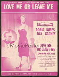 6z831 LOVE ME OR LEAVE ME sheet music '55 full-length Doris Day as Ruth Etting, James Cagney!