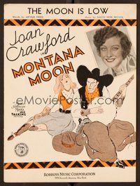 6z846 MONTANA MOON sheet music '30 art and photo of young Joan Crawford, The Moon is Low!