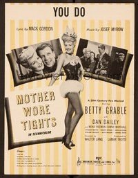 6z848 MOTHER WORE TIGHTS sheet music '47 sexy Betty Grable, Dan Dailey, You Do!