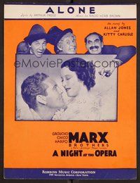 6z856 NIGHT AT THE OPERA sheet music '35 Groucho Marx, Chico Marx, Harpo Marx, Kitty Carlisle!