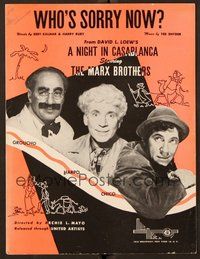 6z857 NIGHT IN CASABLANCA sheet music '46 The Marx Bros, Groucho, Chico & Harpo, Who's Sorry Now?