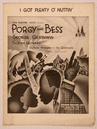 6z875 PORGY & BESS sheet music '35 cool artwork by B. Harris, I Got Plenty O' Nuttin'!