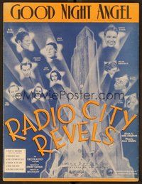 6z878 RADIO CITY REVELS sheet music '38 Bob Burns, Jack Oakie, sexy Ann Miller, Good Night Angel!