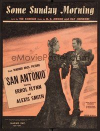 6z897 SAN ANTONIO sheet music '45 image of Alexis Smith dancing with Errol Flynn!