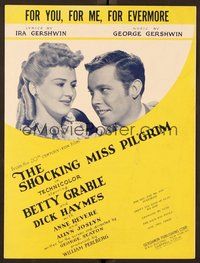 6z907 SHOCKING MISS PILGRIM sheet music '46 Betty Grable, For You, For Me, For Evermore!