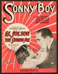 6z913 SINGING FOOL sheet music '28 Davey Lee with Al Jolson, Sonny Boy!