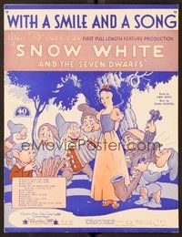 6z916 SNOW WHITE & THE SEVEN DWARFS Canadian sheet music '37 Walt Disney, With a Smile and a Song!