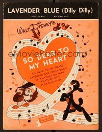6z919 SO DEAR TO MY HEART sheet music '49 Walt Disney, Burl Ives, Beulah Bondi, Lavender Blue!